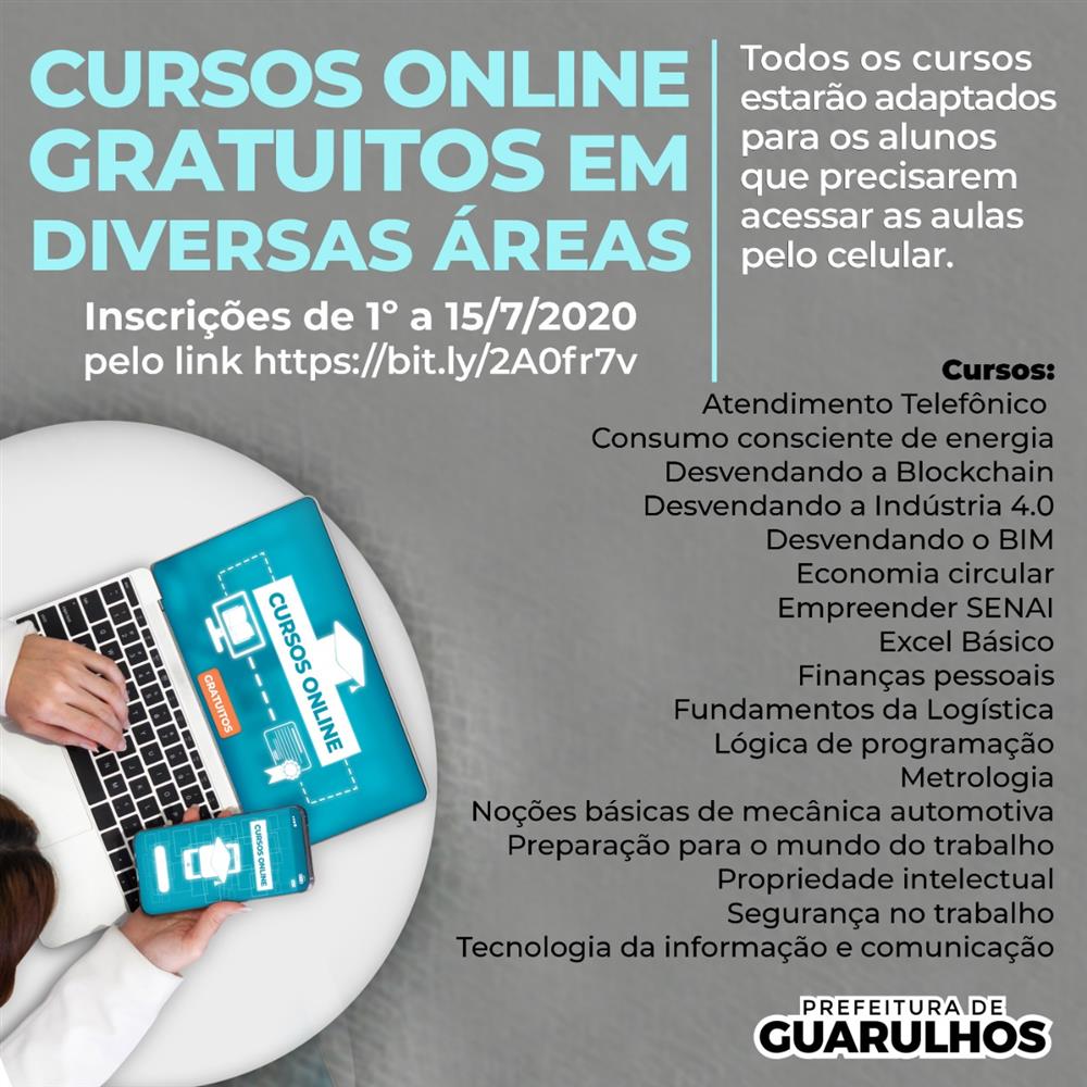 Guarulhos abre inscrições para cursos online gratuitos nesta quarta-feira