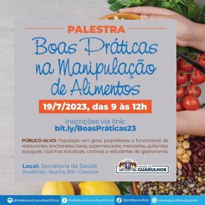 Prefeitura abre inscrições para a palestra Boas Práticas na Manipulação de Alimentos