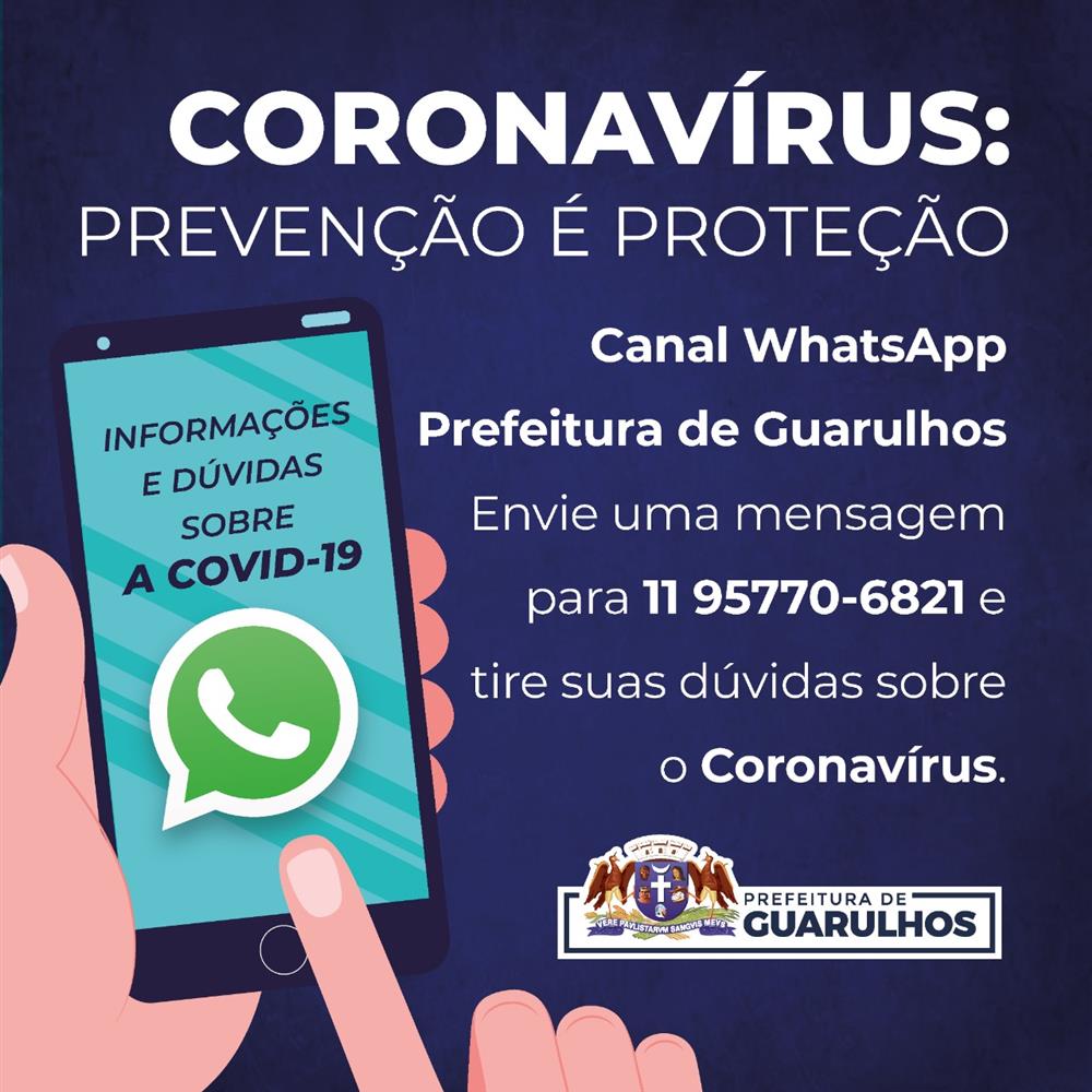 Prefeitura disponibiliza WhatsApp para esclarecer dúvidas sobre a Covid-19